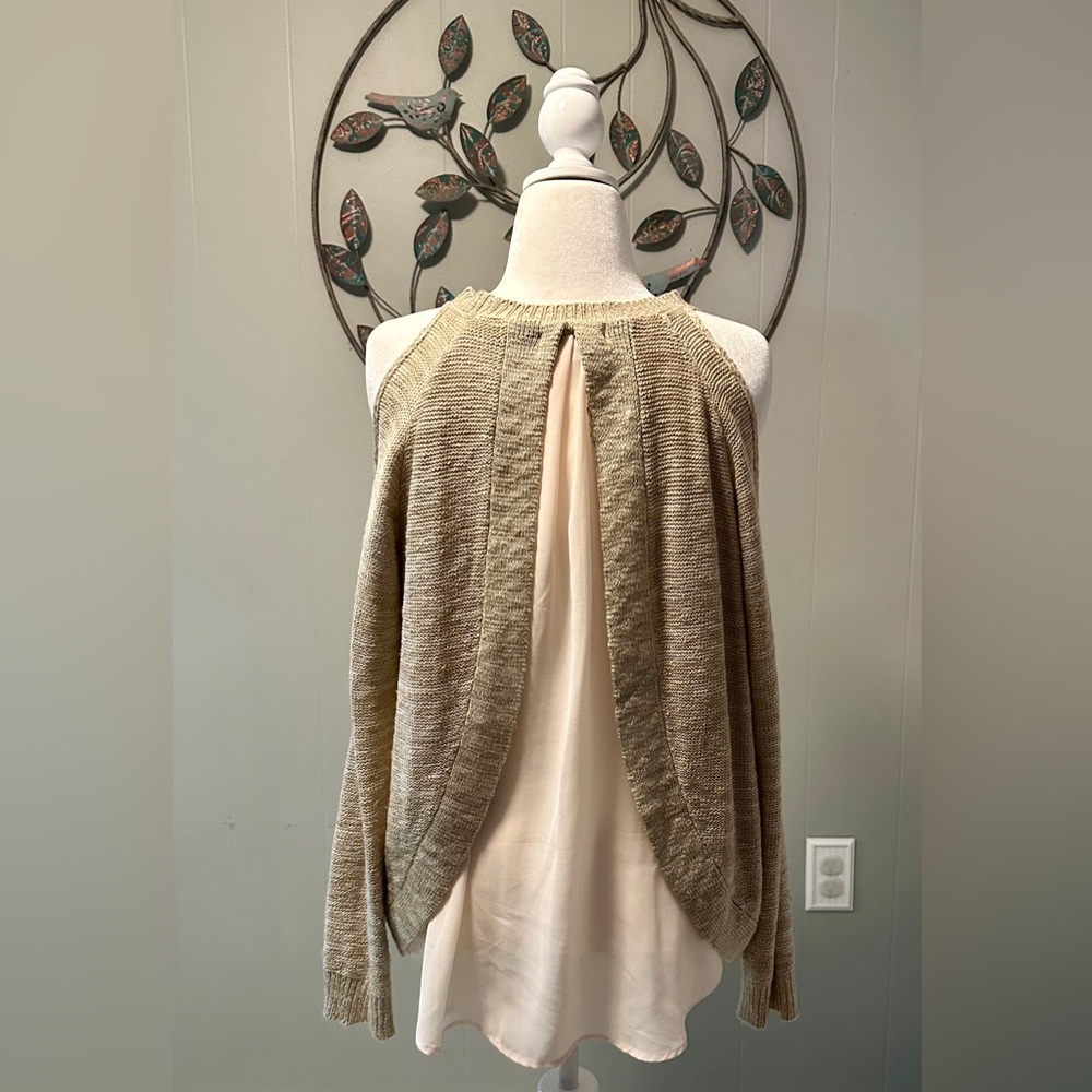 Cold Shoulder Sweater W/ Sheer Back